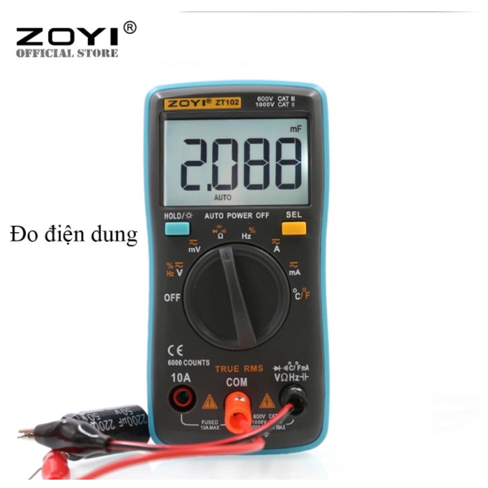 Đồng Hồ Đo Điện Kỹ Thuật Số Đa Năng Zoyi ZT 102 - Đo Điện Áp AC/DC - Đo Cường Độ - Đo Nhiệt Độ - Đo Linh Kiện Điện Tử