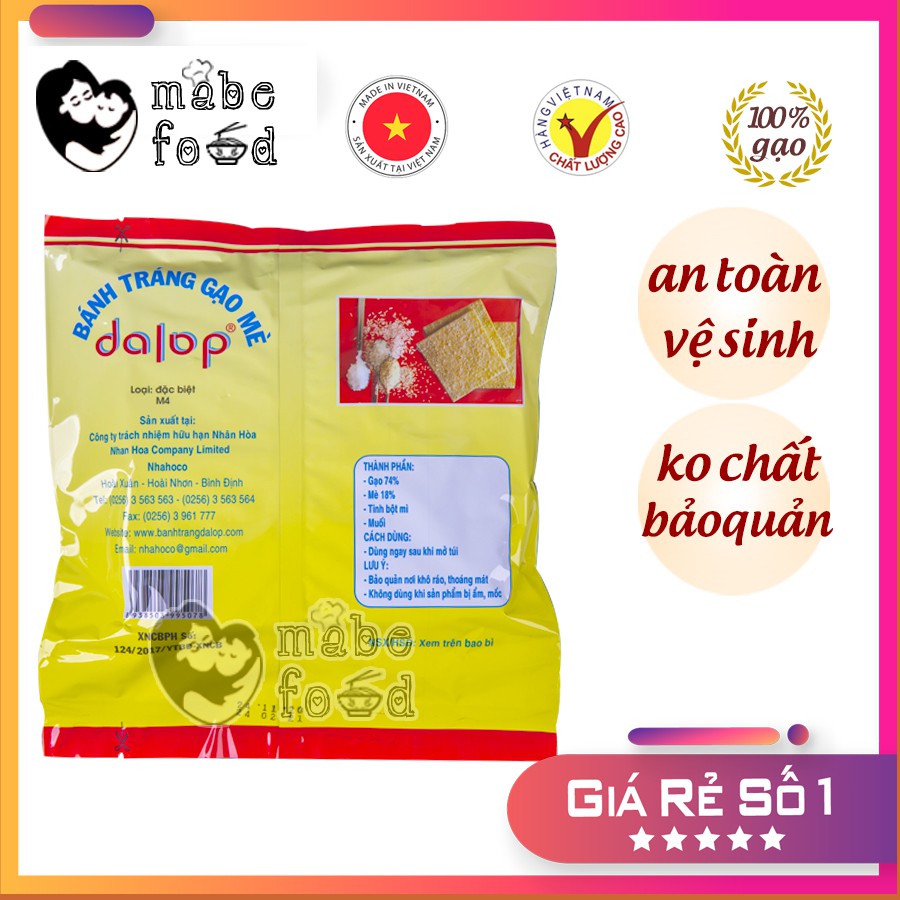 Bánh tráng nướng gạo mè Dalop nướng sẵn thơm ngon, ăn vặt 1 bịch 4 miếng, Mabe Food | BigBuy360 - bigbuy360.vn