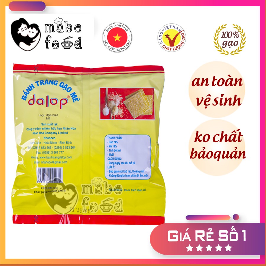 Bánh tráng gạo mè Dalop Nướng Sẵn Combo 5 bịch thơm, giòn, tiện lợi tiệc tùng, ăn vặt, Mabe Food