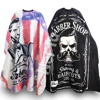 Áo choàng cắt tóc không thấm nước, họa tiết Barber,móc cài kép kết hợp với thun cổ tiện lợi kích thước 1,2 x 1,4m