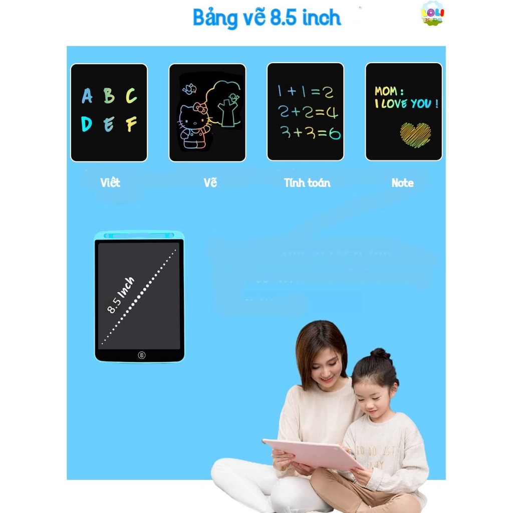 Máy tính bảng viết màu LCD 8.5 inch cho độ tuổi 3 4 5 6 7 8 9 tuổi Quà tặng cho bé trai bé gái |Đồ chơi giáo dục