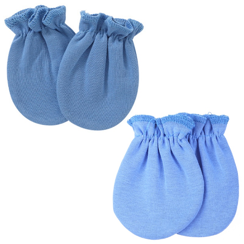 1 Cặp Găng Tay Cotton Mềm Mại Chống Cào Xước Màu Trơn Bảo Vệ Mặt Cho Bé Sơ Sinh