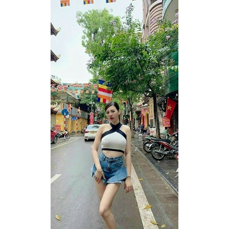 ÁO CROPTOP CHÉO DÂY SEXY