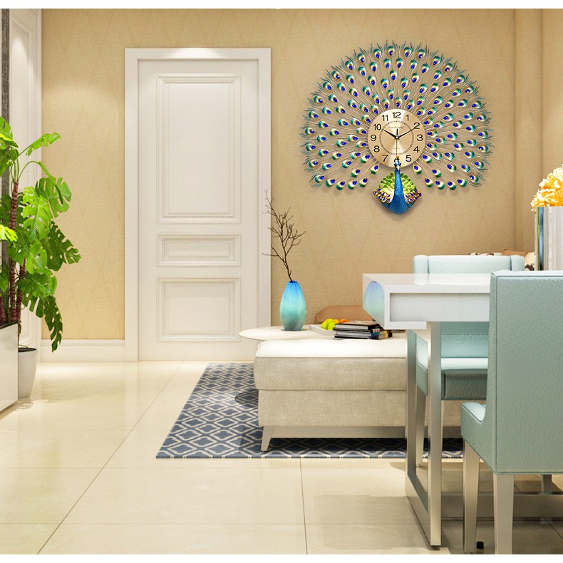 Đồng hồ treo tường trang trí chim công decor CX11 kích thước 70x70 cm