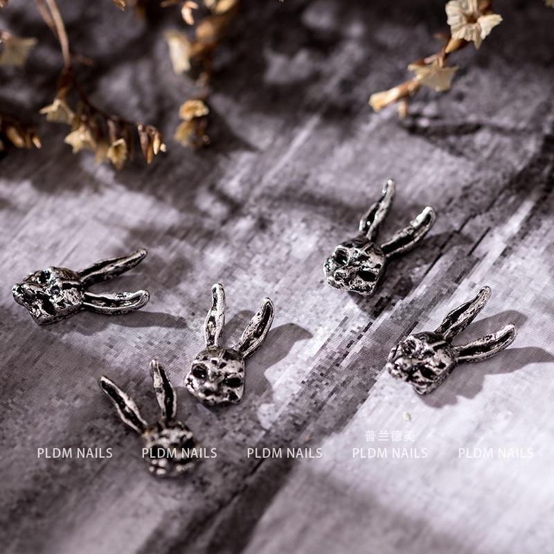 set 10 charm đầu thỏ trang trí móng