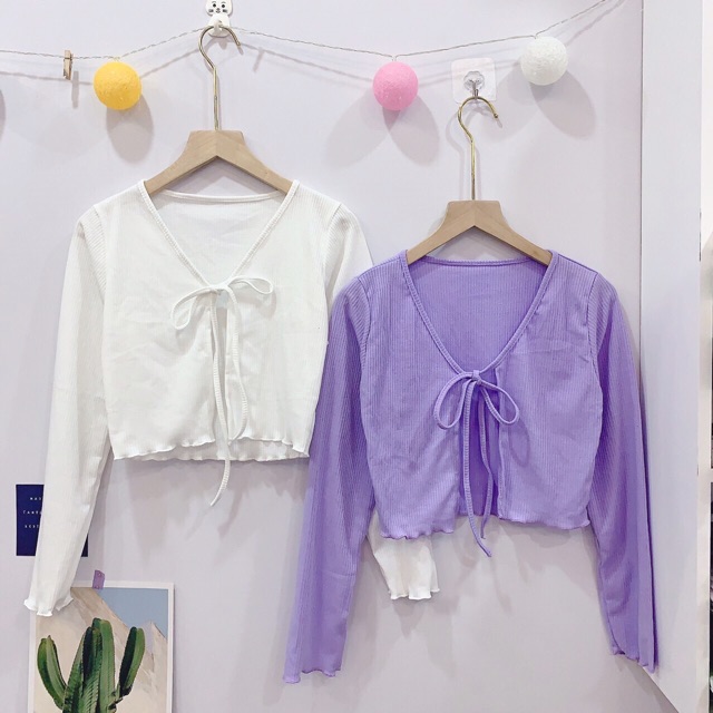 Áo croptop cardigan cột dây | BigBuy360 - bigbuy360.vn