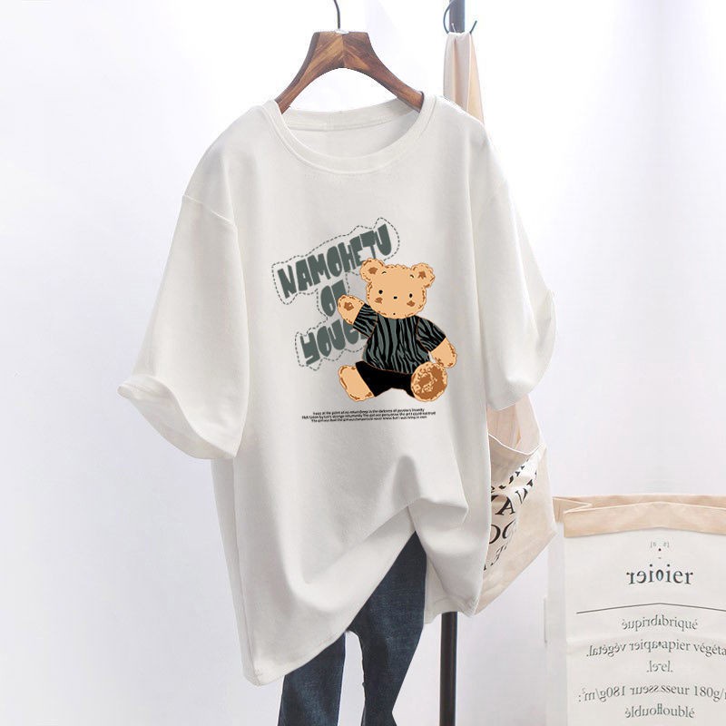 NRVP Áo Thun Tay Ngắn Dáng Rộng In Họa Tiết Thời Trang Mùa Hè Mới 2021 Cho Nữ