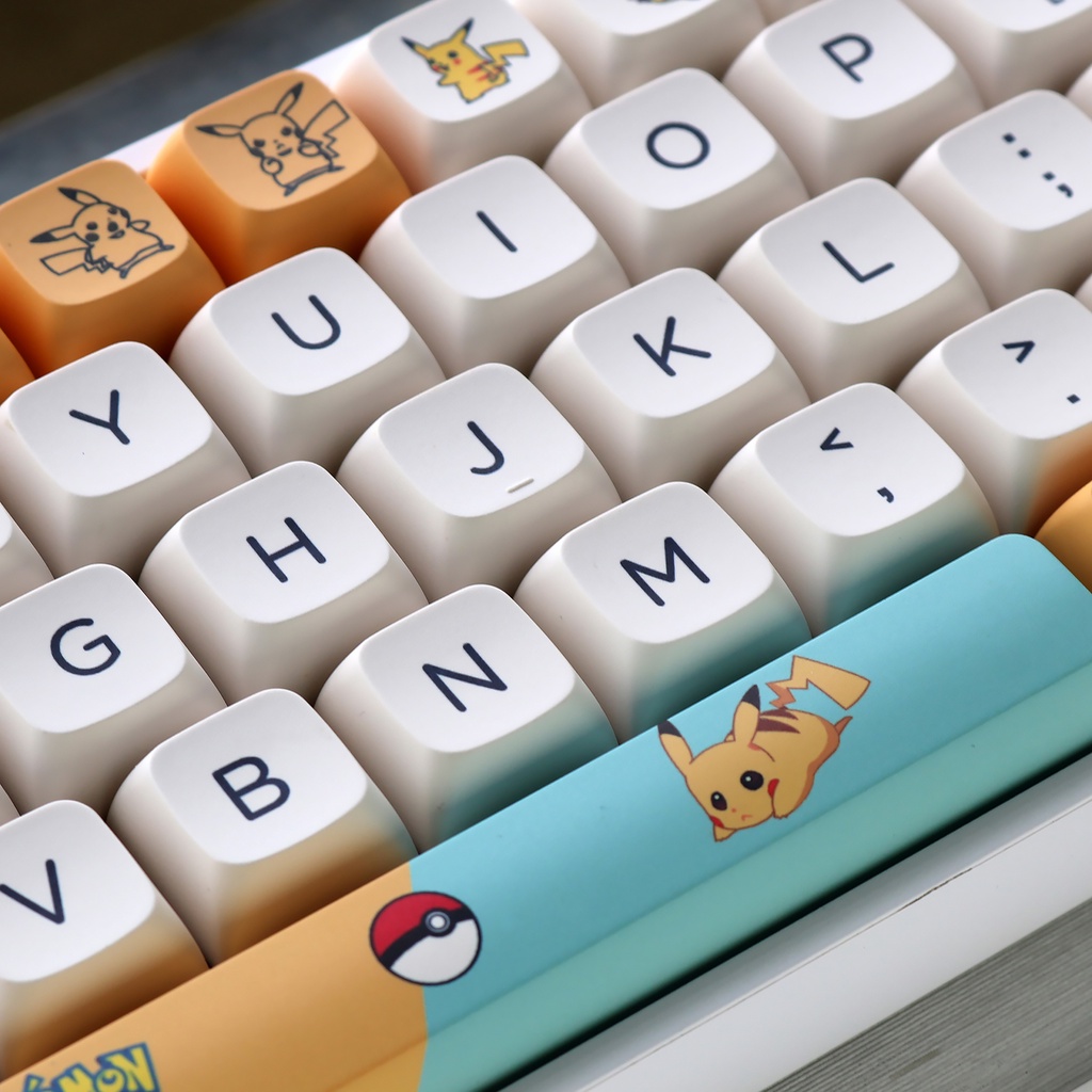 MK Pikachu Keycaps, 139 phím PBT Keycaps XDA Cấu hình DYE-SUB Cá nhân hóa GMK Keycaps cho bàn phím cơh Cho Bàn Phím Cơ