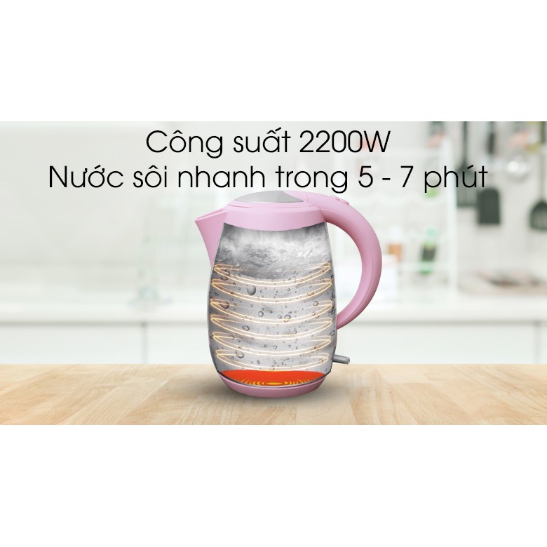 Bình siêu tốc Delites 1.7 lít ST17P03 hồng