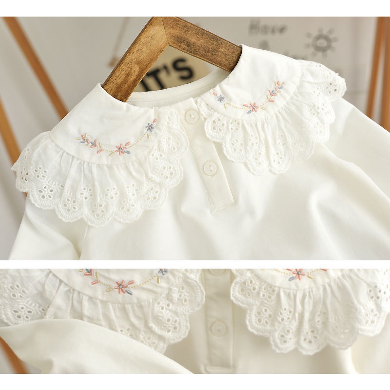 Áo Sơ Mi Trắng Tay Dài Thời Trang Xuân Thu Dành Cho Bé Gái