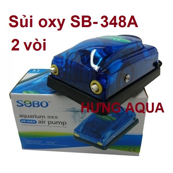 Máy sủi oxy bể cá RS/ SOBO/ VIPSUN 348A 2 vòi 5W nhỏ gọn tiết kiệm điện, chạy êm ái (combo phụ kiện)