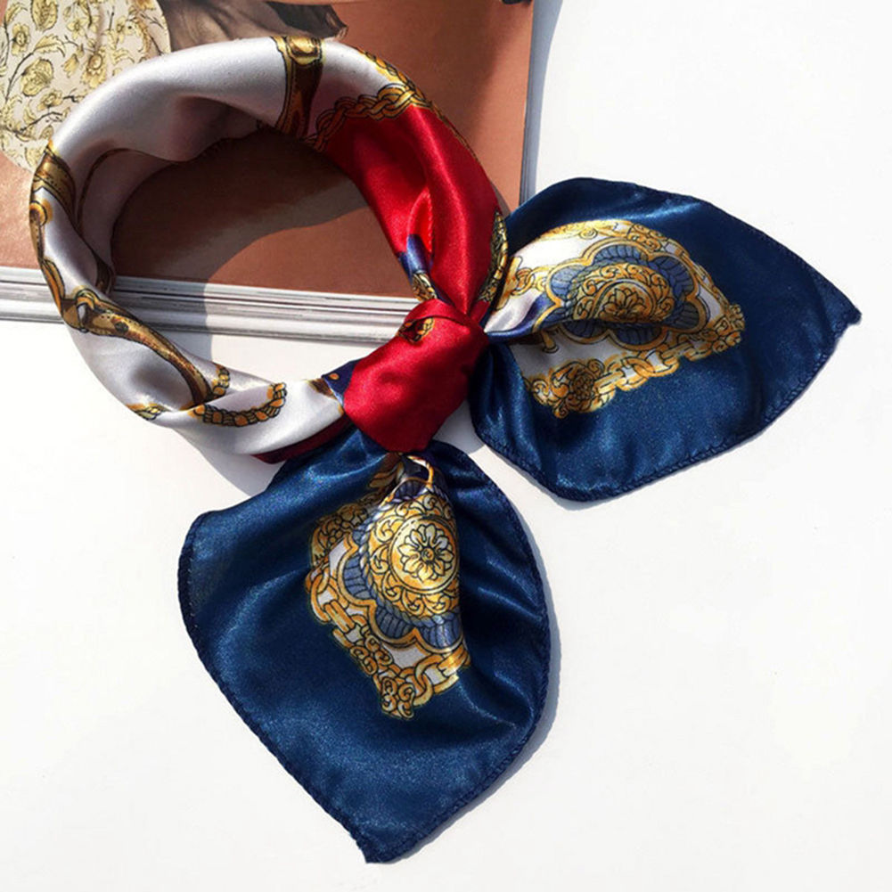 Khăn Choàng Vuông Nhỏ Bằng Vải Satin In Họa Tiết Dành Cho Nữ