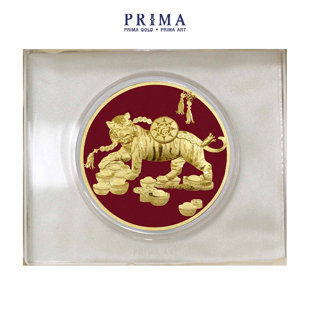 Quà Tặng Vàng 24K PRIMA ART - Hổ May Mắn - Size 10x12cm - DGS-0029-07