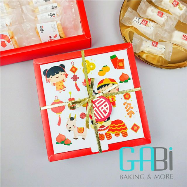 Hộp đựng 4 bánh Trung thu 50-80g múa lân