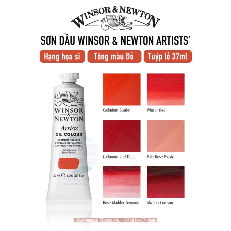 Tông đỏ màu sơn dầu hạng họa sĩ Winsor &amp; Newton - tuýp 37ml