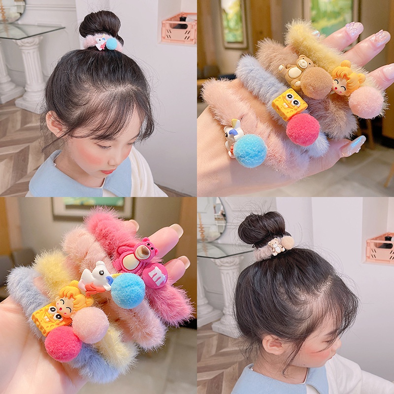 Cột tóc đính bông hoạt hình màu sắc dễ thương CT03