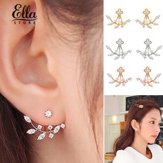 Ellastore  Women's Punk Retro Earring Crystal Leaf Ear Curved Clip Ear Studs