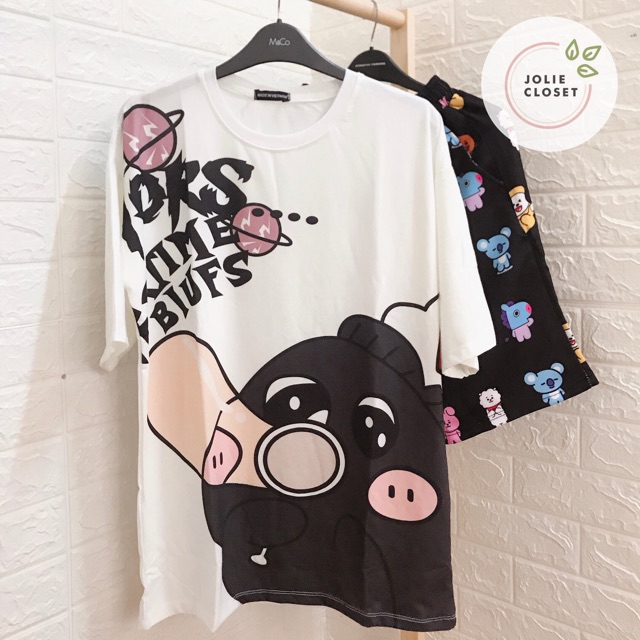 Set Cartoon Áo thun Hoạt Hình và Quần short in hình Dễ thương