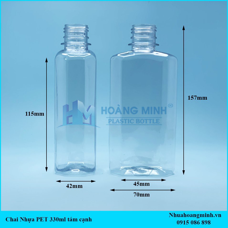 Combo 50 chai nhựa 330-500ml tám cạnh đựng trà sữa, rượu nho, nước ép giá xuất xưởng