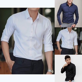 CAO CẤP Áo sơ mi nam trơn kate lụa Hàn Quốc