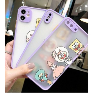 Ốp iPhone bảo vệ camera Spongebob Viền Tím iPhone 6 8 7 Plus 8 Plus X Xs Xr XsMax iPhone 11 11 Pro 11 Promax