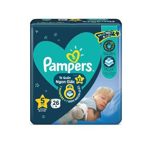 Tã quần Pampers ngon giấc XL26/L30/XXL22 miếng