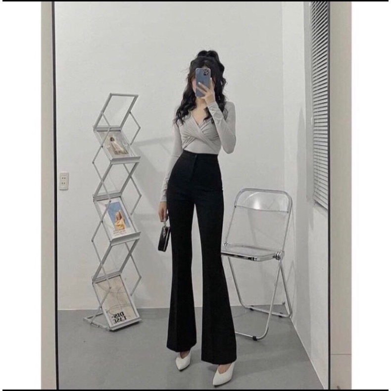 [4 size 45-60kg tùy chiều cao] Quần tây công sở ống LOE lưng cao siêu Hack Dáng chất tuyết mưa cao cấp