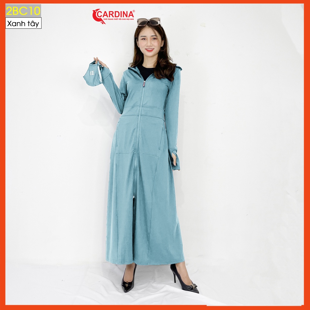 Áo chống nắng nữ CARDINA 2 lớp dáng dài liền thân chất thun lạnh Nhật cao cấp chống tia uv lưới thoáng khí 1BC