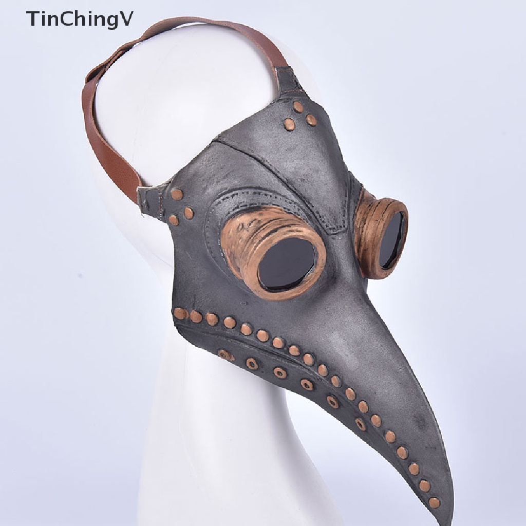 Mặt Nạ Hóa Trang Halloween Bằng Da PU Hình Chim Mũi Dài Phong Cách Steampunk