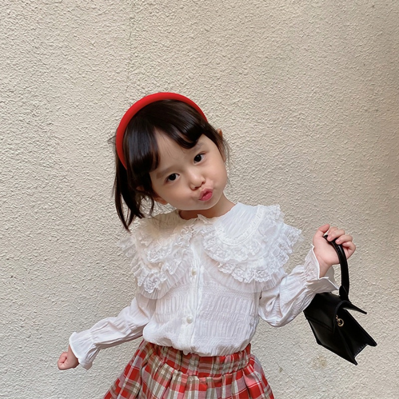 Áo tay dài cổ búp bê thoải mái thời trang mùa thu dành cho bé gái