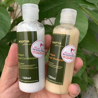 Cặp gội xả phục hồi tóc hư tổn Sophia Collagen Platinum 120mlx2