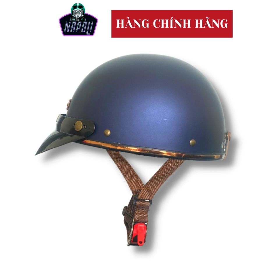 Mũ bảo hiểm Napoli phượt nửa đầu Tặng kèm lưỡi trai loại nón bảo hiểm không kính hàng chính hãng