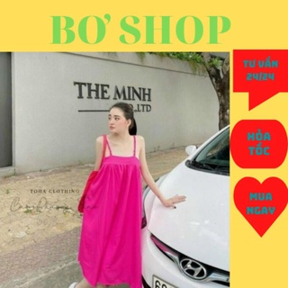 Đầm xuông nữ hai dây Bơ shop Đầm nữ hai dây chất vải chéo dày