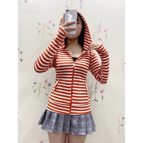 Áo khoác thun sọc gân siêu co giãn