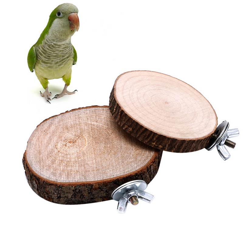 Giá đỡ đứng bằng gỗ hình tròn độc đáo trang trí chuồng chim vẹt