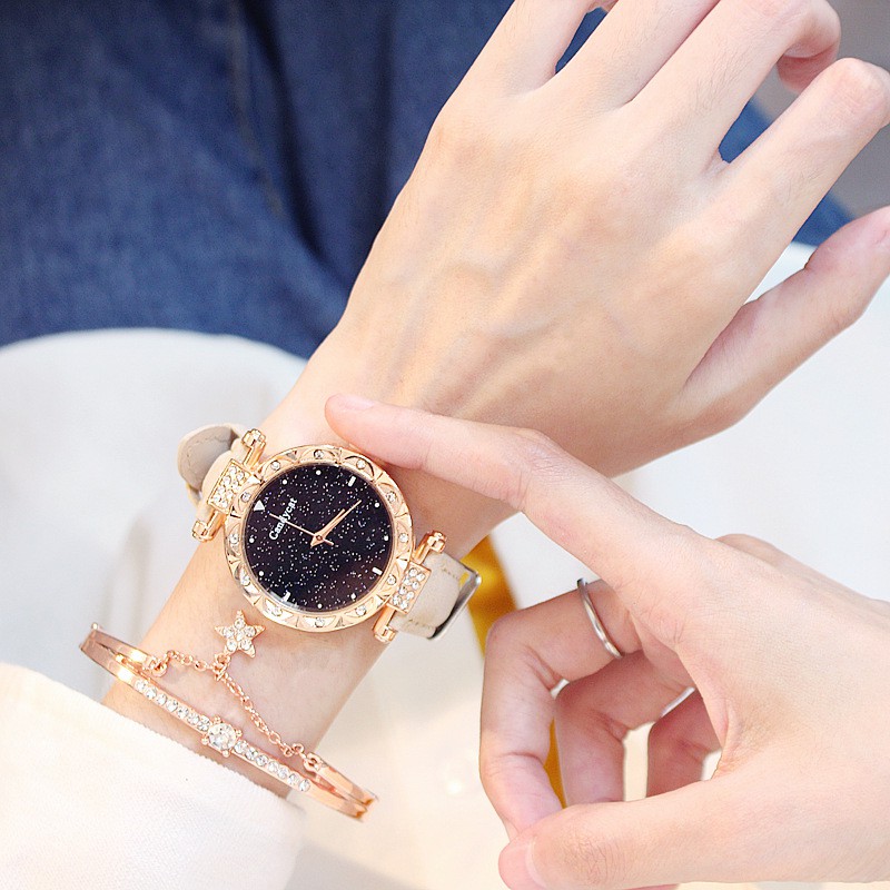Đồng hồ nữ thời trang Cadycat Cdh023 dây da mềm ôm tay, mặt hoa đính đá cực đẹp | BigBuy360 - bigbuy360.vn