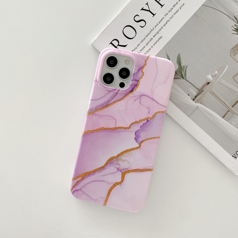 Case For iPhone 12 Pro Max 12 Mini 11 Pro Max XS Max XR X 7 Plus 8 Plus SE 2020 Shockproof Gold Powder Marble Soft Phone Case Cover