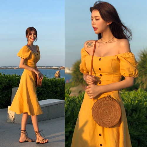 Đầm dáng xòe midi tay ngắn Emilyshop ulzzang