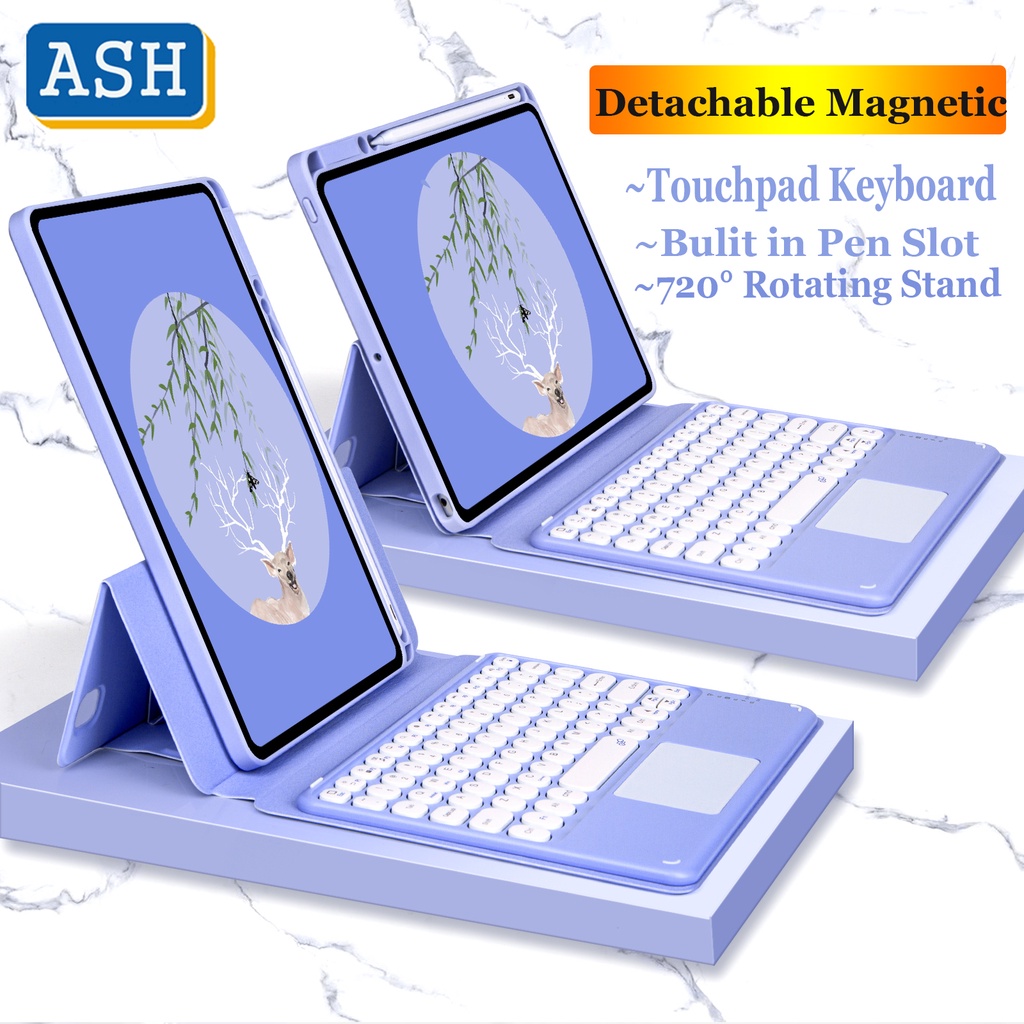 Bao Da Máy Tính Bảng Cho iPad Pro 11 2021 Air 5 4 3 2 110.2 9th 8th 7th Gen 6th 5th 9.7 360° Bàn Phím Bluetooth Không Dây Bằng Da Có Nam Châm Và Ngăn Đựng Bút