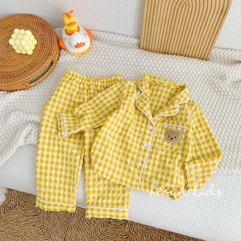 Đồ bộ cho bé trai, bé gái, bộ ngủ cho bé pyjama gấu xinh xắn đáng yêu