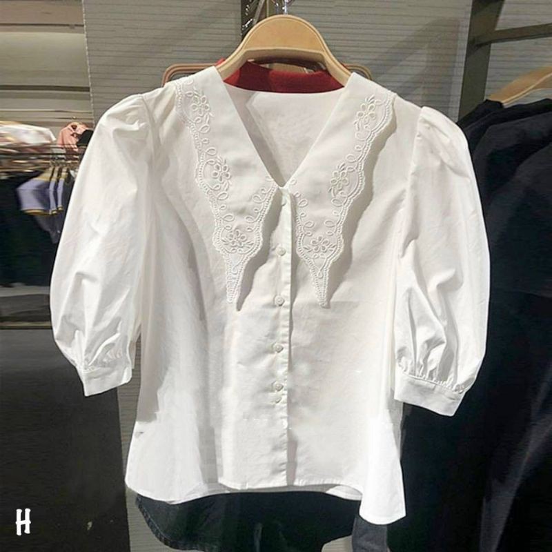 áo sơ mi tay lỡ cổ ren