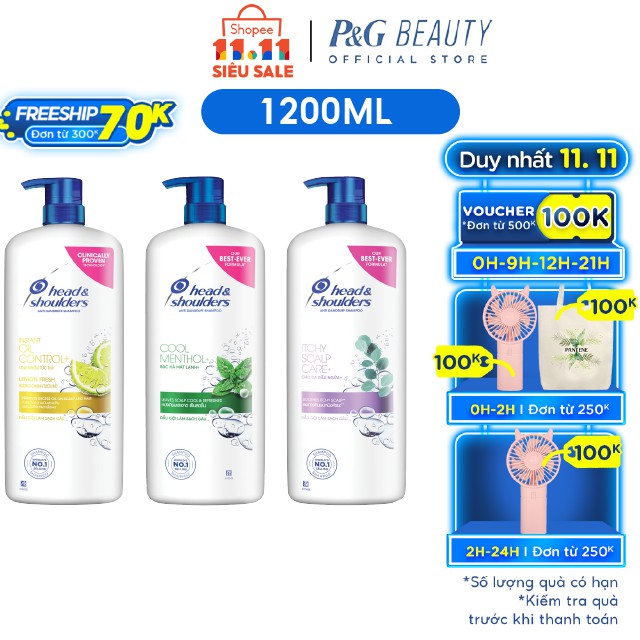 [Mã FMCGMALL -8% đơn 250K] Dầu Gội Head&Shoulders chai 1200ml