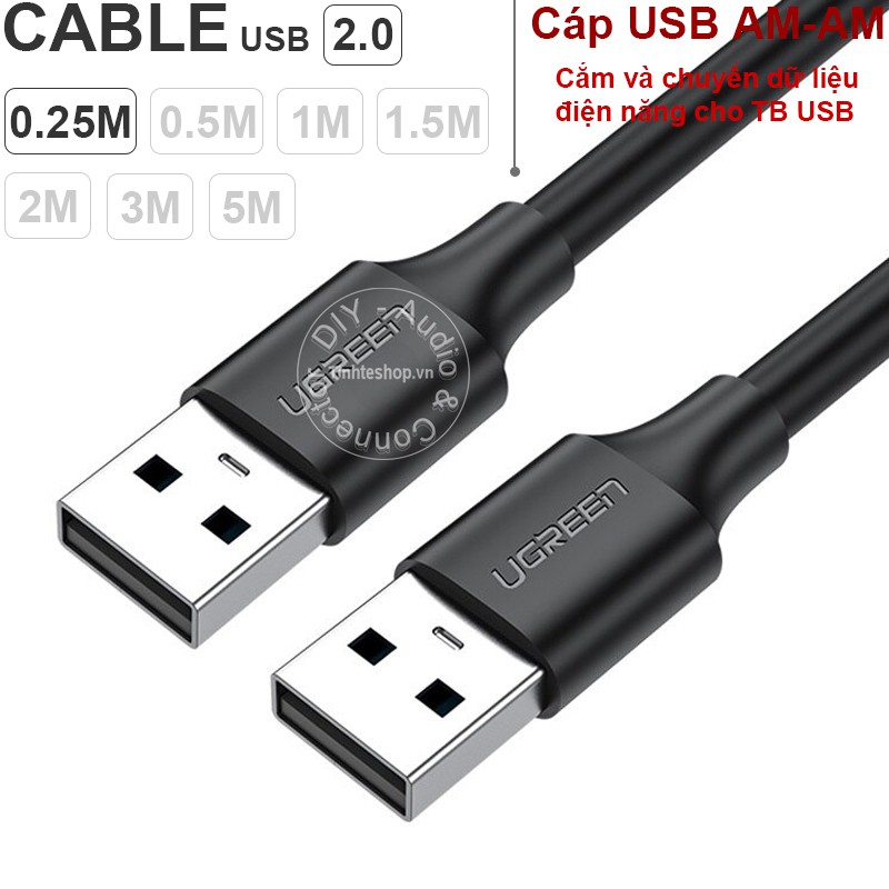 Cáp USB 2.0 AM-AM 2 đầu đực - USB 2.0 cable male to male UGREEN US102 0.25M 0.5M 1M 1.5M 2M 3M