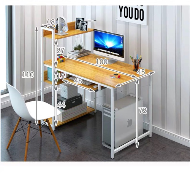 Bàn làm việc, bàn máy tính liền kệ LOẠI CÓ NGĂN KÉO (100*45*73cm) | BigBuy360 - bigbuy360.vn