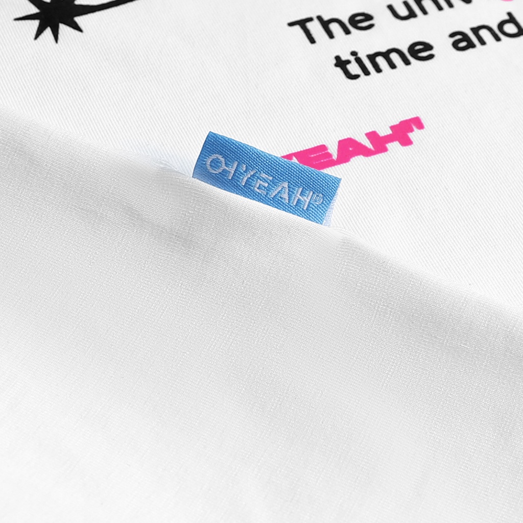 Áo thun tay lỡ OHYEAH phông Unisex nam nữ Premium Cotton oversize form rộng UNIVERSE - Trắng