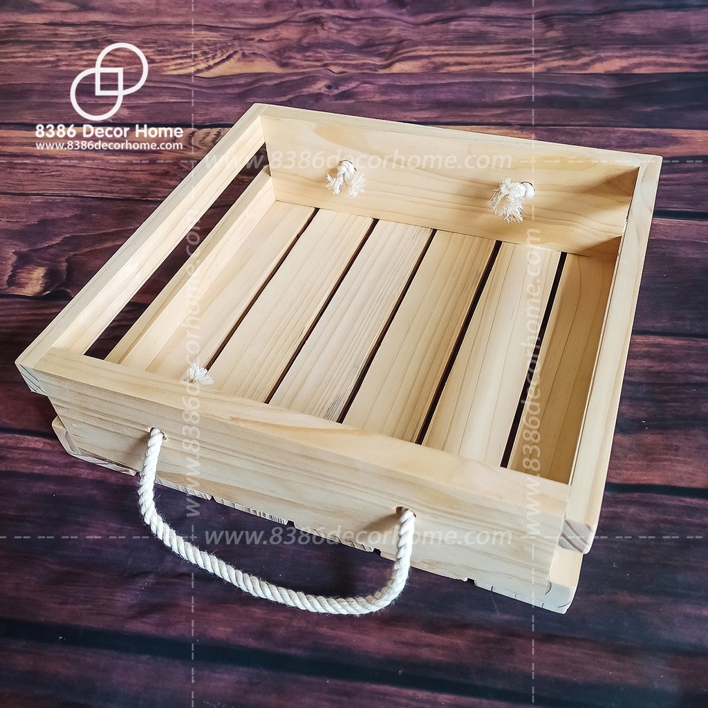 Khay gói quà bằng gỗ pallet/ hộp gỗ đựng quà tết (nhận kích thước theo yêu cầu)