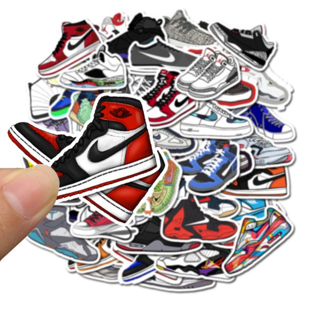 Combo sticker GIÀY nhựa PVC không thấm nước, dán nón bảo hiểm, laptop, điện thoại, Vali, xe