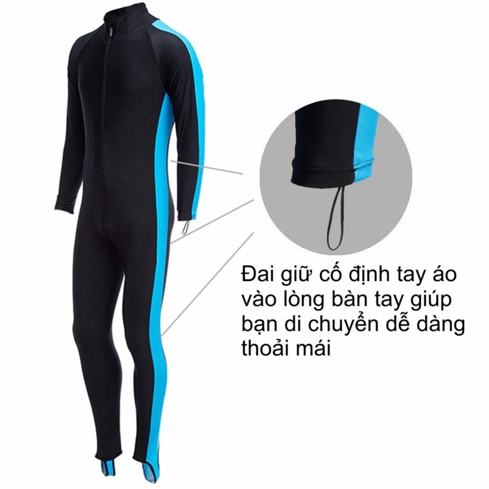 Quần áo lặn biển chống nắng, 1mm Dài tay NỮ - Xanh, cản tia UV SPORTY