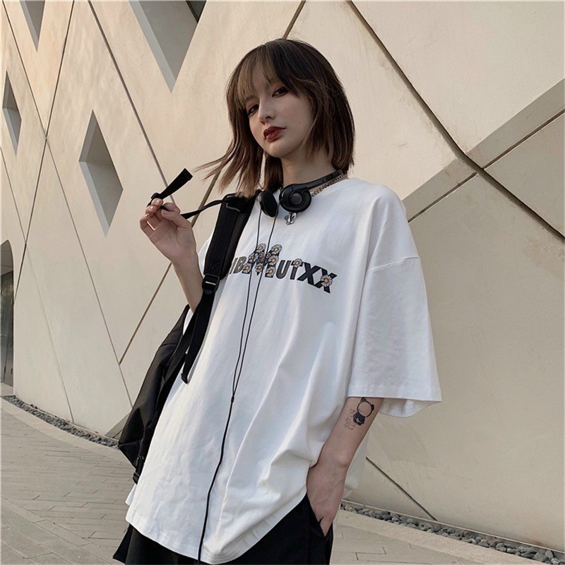 ÁO THUN TAY LỠ COTTON HOA CÚC FORM UNISEX (hình chụp thật)