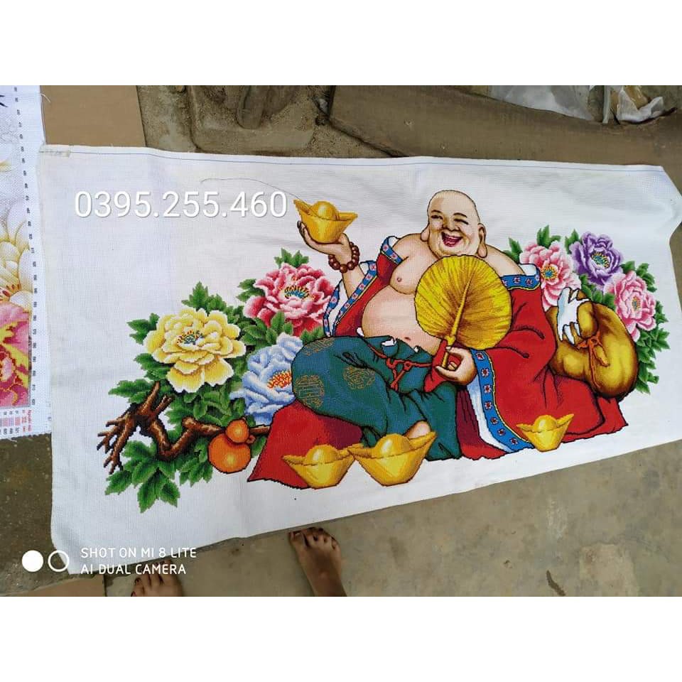 [Siêu giảm giá]  Tranh thêu chữ thập mẫu mới PHẬT DI LẶC thêu sẵn 170x70cm